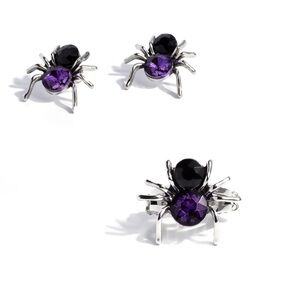 Purple Spider Ring & Earrings Set